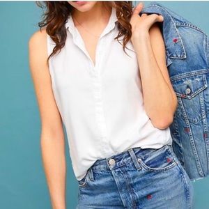 cloth & stone White Sleeveless Button-Down Shirt